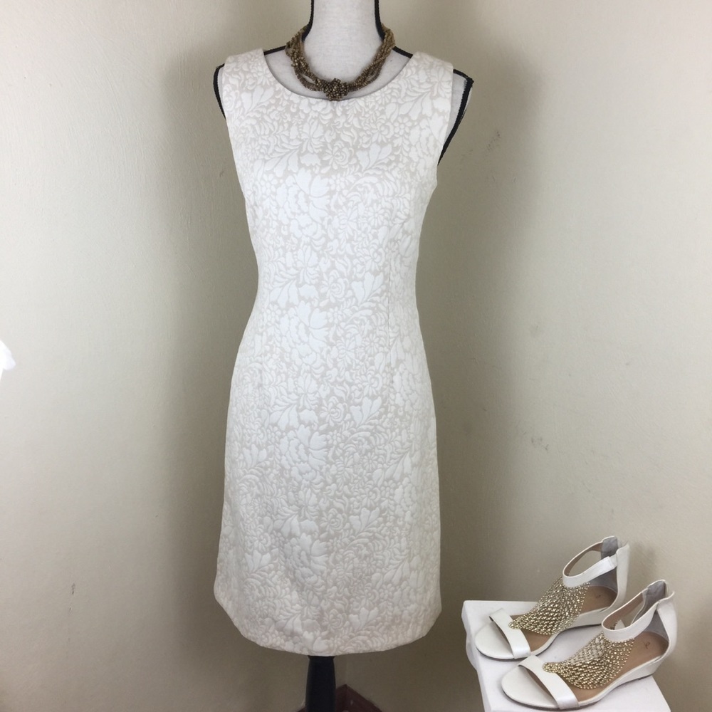 Coldwater Creek. Dress. Tan/Cream. Sz. 8. - Picture 9 of 10